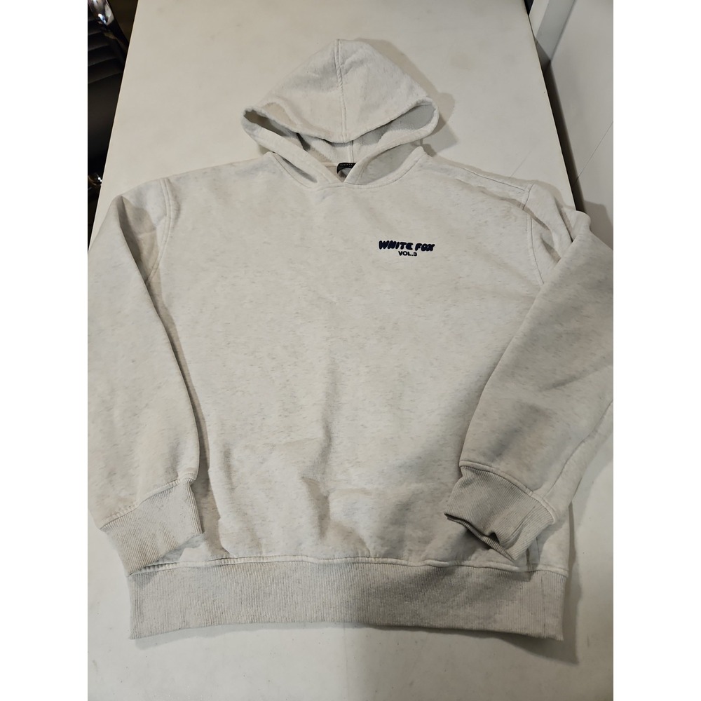 White Fox Light Grey/Navy Blue Vol. 3 Hoodie M/Lg Oversized Relaxed Fleece(1764